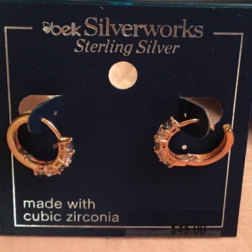 NWT. Rose Gold Plated Sterling Silver Earrings